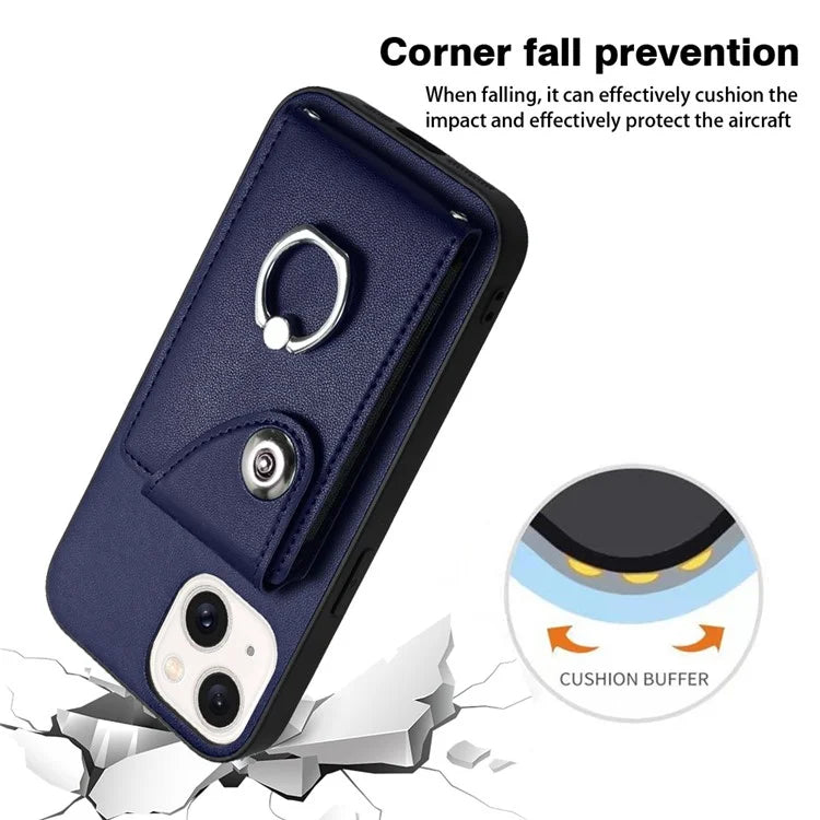 YB Leather Coating Series-7 for iPhone 13 mini Kickstand Case Multiple Card Slots Phone Cover