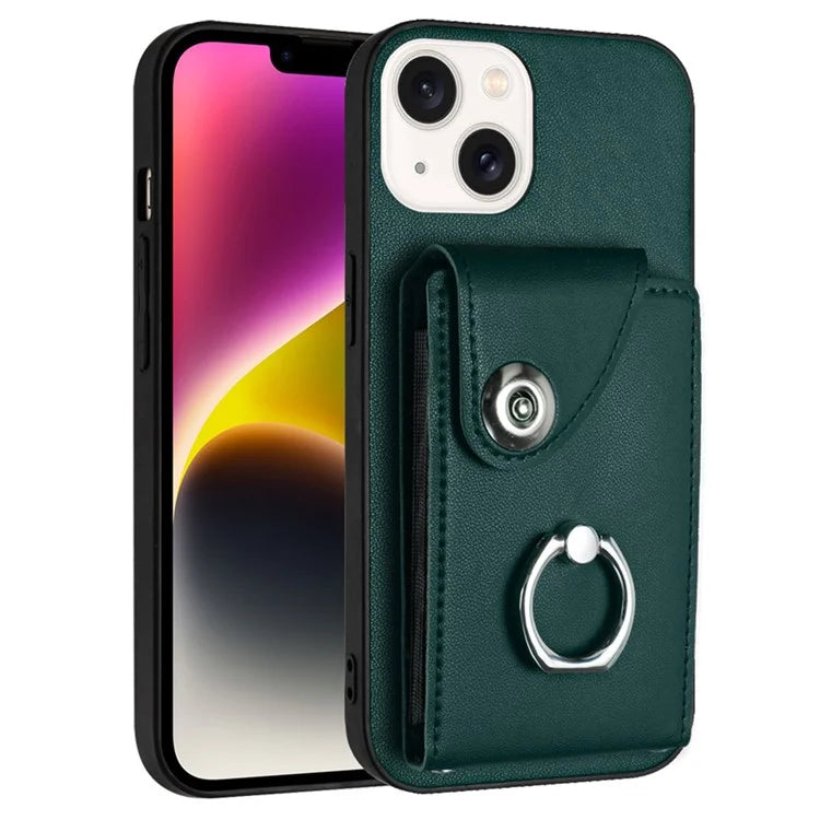 YB Leather Coating Series-7 for iPhone 13 mini Kickstand Case Multiple Card Slots Phone Cover