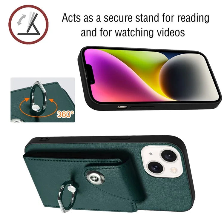 YB Leather Coating Series-7 for iPhone 13 mini Kickstand Case Multiple Card Slots Phone Cover