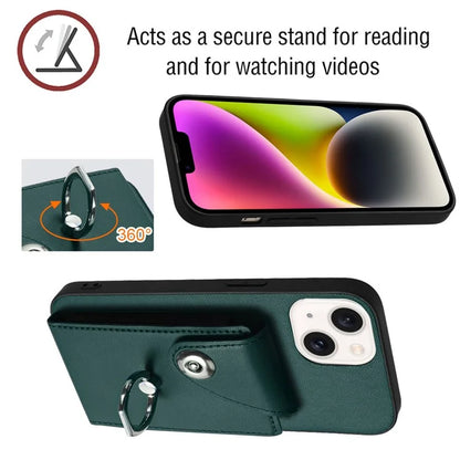 YB Leather Coating Series-7 for iPhone 13 mini Kickstand Case Multiple Card Slots Phone Cover
