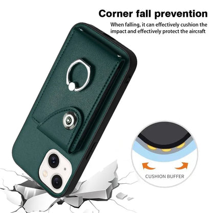 YB Leather Coating Series-7 for iPhone 13 mini Kickstand Case Multiple Card Slots Phone Cover