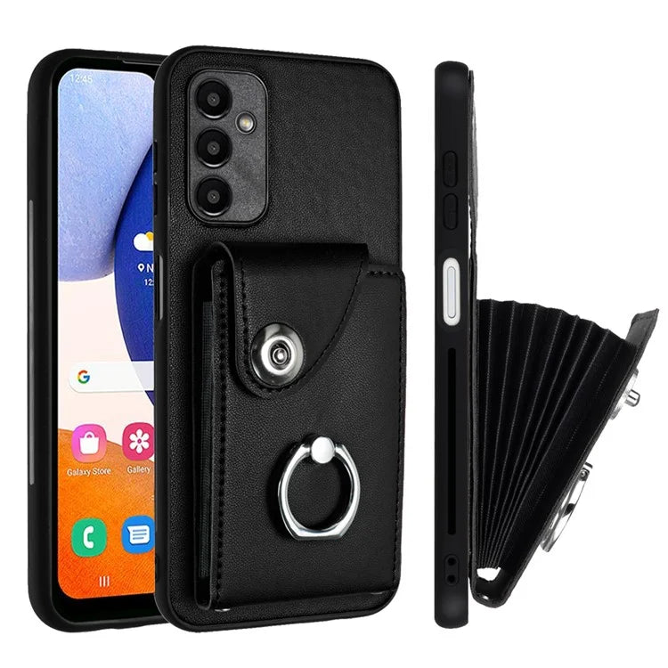 YB Leather Coating Series-7 for Samsung Galaxy A24 4G (162.1 x 77.6 x 8.3mm) Phone Case Card Slots Kickstand Cover