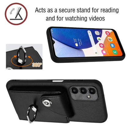 YB Leather Coating Series-7 for Samsung Galaxy A24 4G (162.1 x 77.6 x 8.3mm) Phone Case Card Slots Kickstand Cover