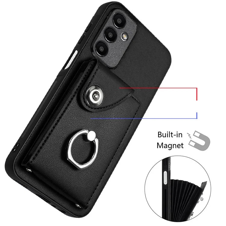 YB Leather Coating Series-7 for Samsung Galaxy A24 4G (162.1 x 77.6 x 8.3mm) Phone Case Card Slots Kickstand Cover