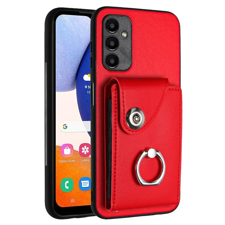 YB Leather Coating Series-7 for Samsung Galaxy A24 4G (162.1 x 77.6 x 8.3mm) Phone Case Card Slots Kickstand Cover