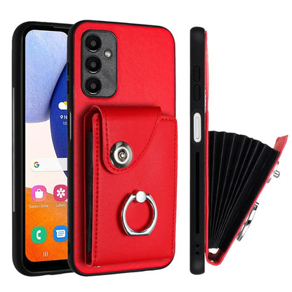 YB Leather Coating Series-7 for Samsung Galaxy A24 4G (162.1 x 77.6 x 8.3mm) Phone Case Card Slots Kickstand Cover
