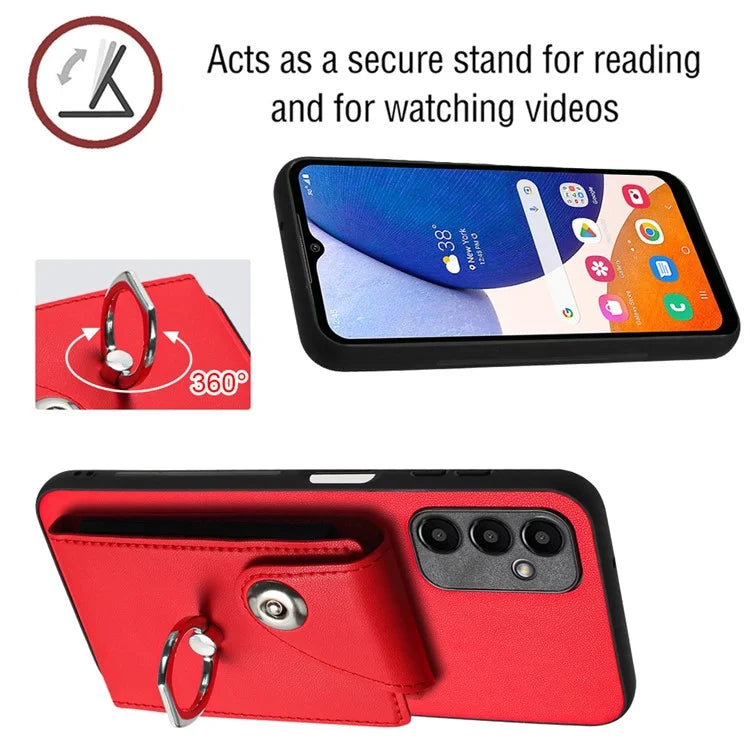 YB Leather Coating Series-7 for Samsung Galaxy A24 4G (162.1 x 77.6 x 8.3mm) Phone Case Card Slots Kickstand Cover