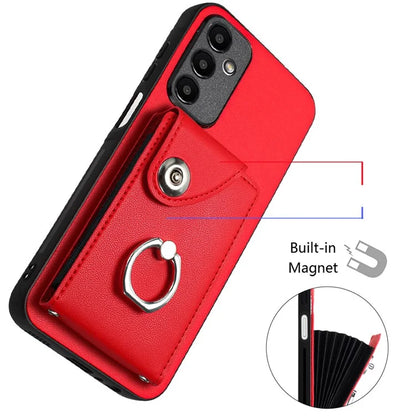 YB Leather Coating Series-7 for Samsung Galaxy A24 4G (162.1 x 77.6 x 8.3mm) Phone Case Card Slots Kickstand Cover