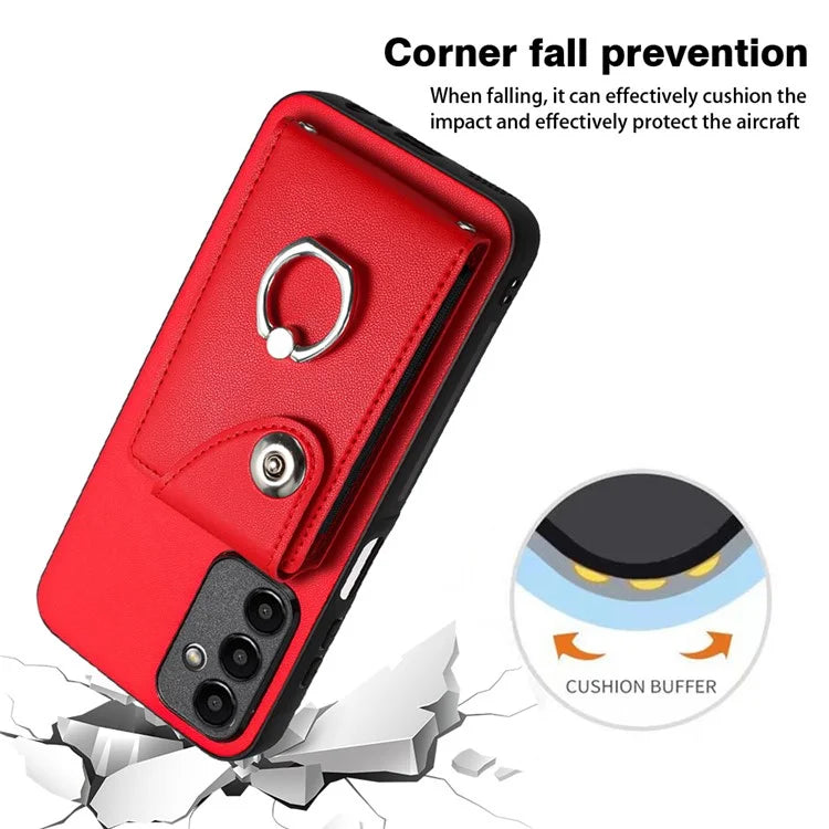 YB Leather Coating Series-7 for Samsung Galaxy A24 4G (162.1 x 77.6 x 8.3mm) Phone Case Card Slots Kickstand Cover