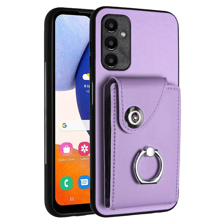 YB Leather Coating Series-7 for Samsung Galaxy A24 4G (162.1 x 77.6 x 8.3mm) Phone Case Card Slots Kickstand Cover