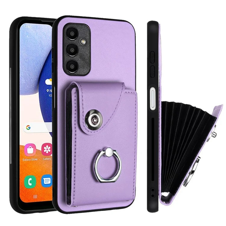 YB Leather Coating Series-7 for Samsung Galaxy A24 4G (162.1 x 77.6 x 8.3mm) Phone Case Card Slots Kickstand Cover