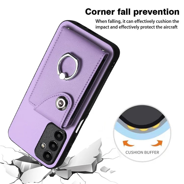 YB Leather Coating Series-7 for Samsung Galaxy A24 4G (162.1 x 77.6 x 8.3mm) Phone Case Card Slots Kickstand Cover