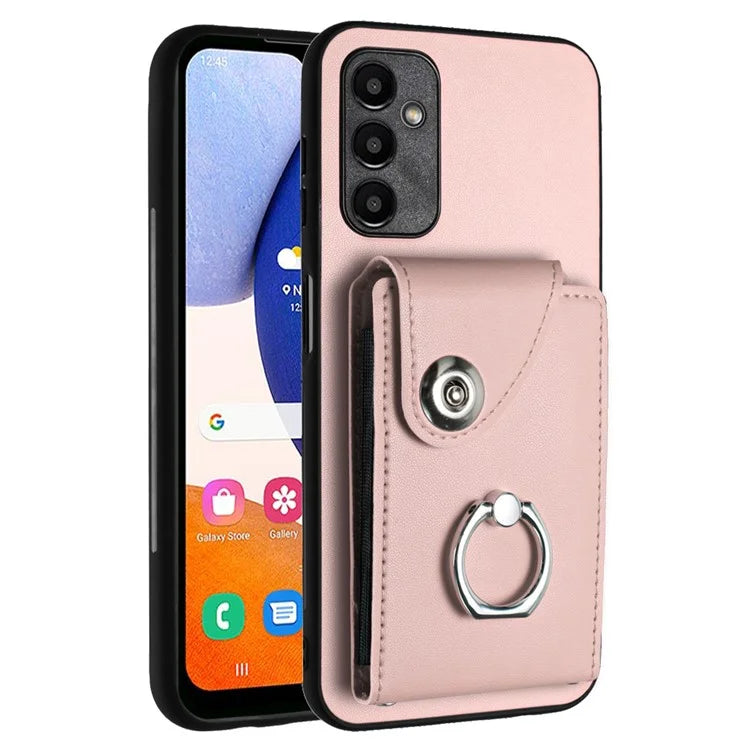 YB Leather Coating Series-7 for Samsung Galaxy A24 4G (162.1 x 77.6 x 8.3mm) Phone Case Card Slots Kickstand Cover