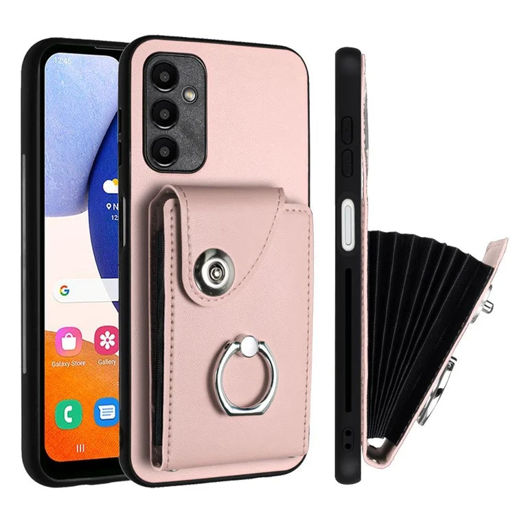YB Leather Coating Series-7 for Samsung Galaxy A24 4G (162.1 x 77.6 x 8.3mm) Phone Case Card Slots Kickstand Cover