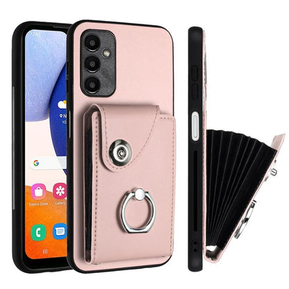 YB Leather Coating Series-7 for Samsung Galaxy A24 4G (162.1 x 77.6 x 8.3mm) Phone Case Card Slots Kickstand Cover