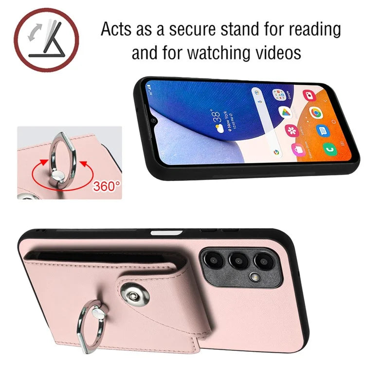 YB Leather Coating Series-7 for Samsung Galaxy A24 4G (162.1 x 77.6 x 8.3mm) Phone Case Card Slots Kickstand Cover