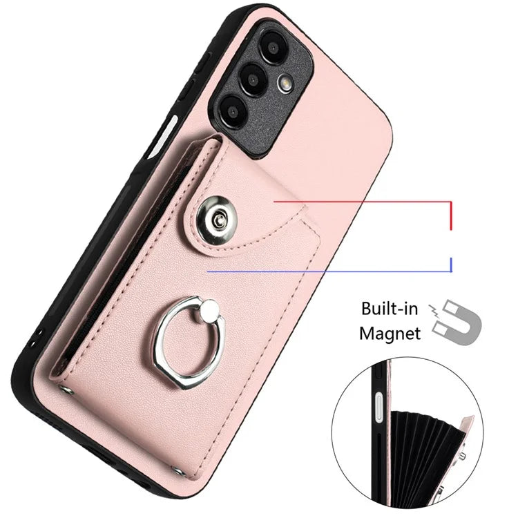 YB Leather Coating Series-7 for Samsung Galaxy A24 4G (162.1 x 77.6 x 8.3mm) Phone Case Card Slots Kickstand Cover