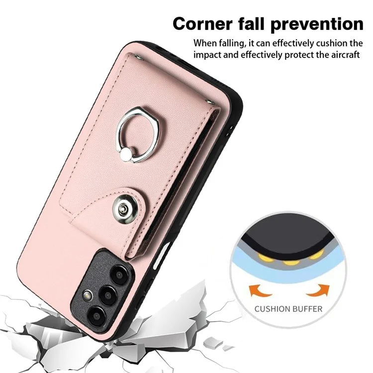 YB Leather Coating Series-7 for Samsung Galaxy A24 4G (162.1 x 77.6 x 8.3mm) Phone Case Card Slots Kickstand Cover