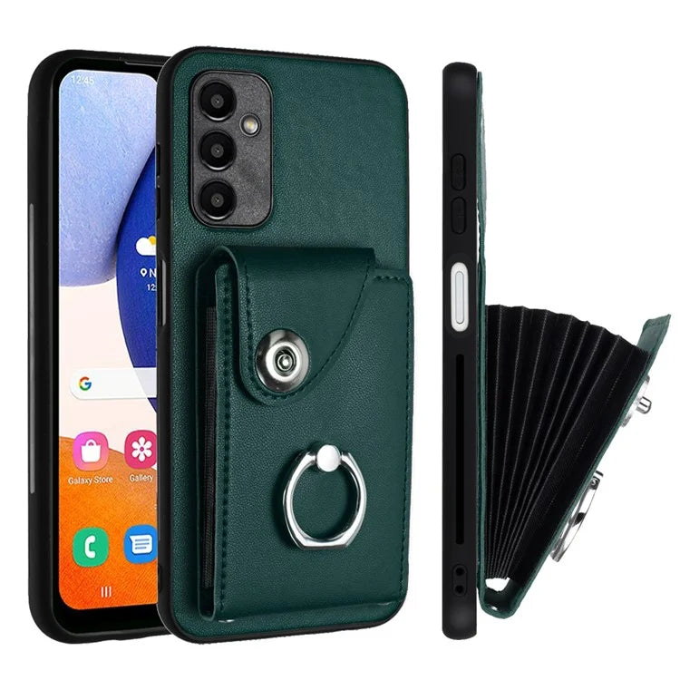 YB Leather Coating Series-7 for Samsung Galaxy A24 4G (162.1 x 77.6 x 8.3mm) Phone Case Card Slots Kickstand Cover