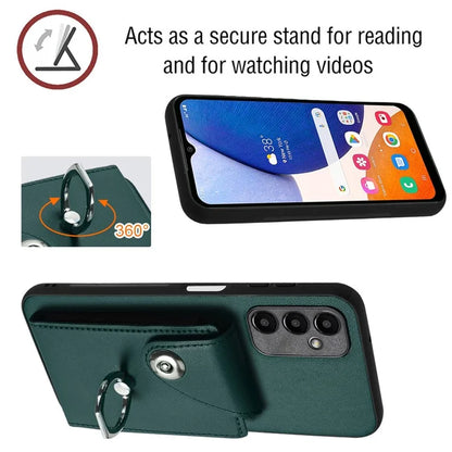 YB Leather Coating Series-7 for Samsung Galaxy A24 4G (162.1 x 77.6 x 8.3mm) Phone Case Card Slots Kickstand Cover