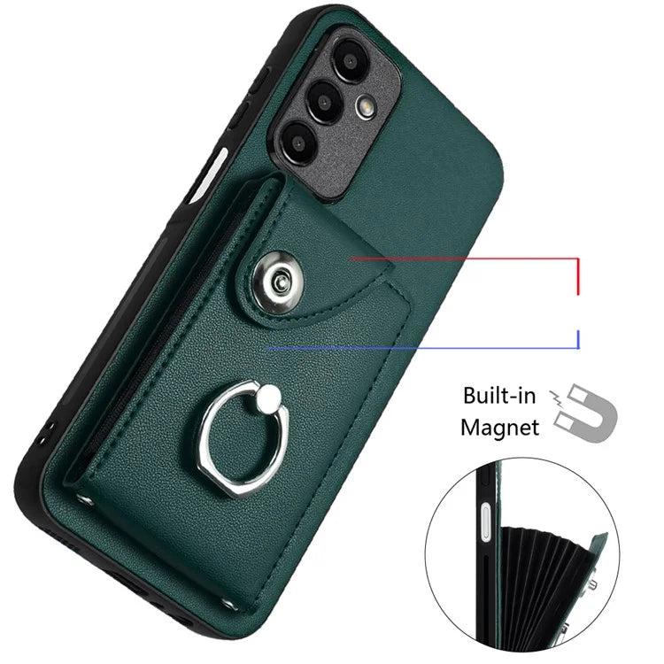 YB Leather Coating Series-7 for Samsung Galaxy A24 4G (162.1 x 77.6 x 8.3mm) Phone Case Card Slots Kickstand Cover