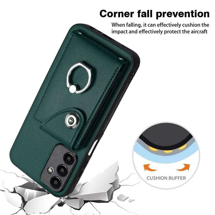 YB Leather Coating Series-7 for Samsung Galaxy A24 4G (162.1 x 77.6 x 8.3mm) Phone Case Card Slots Kickstand Cover
