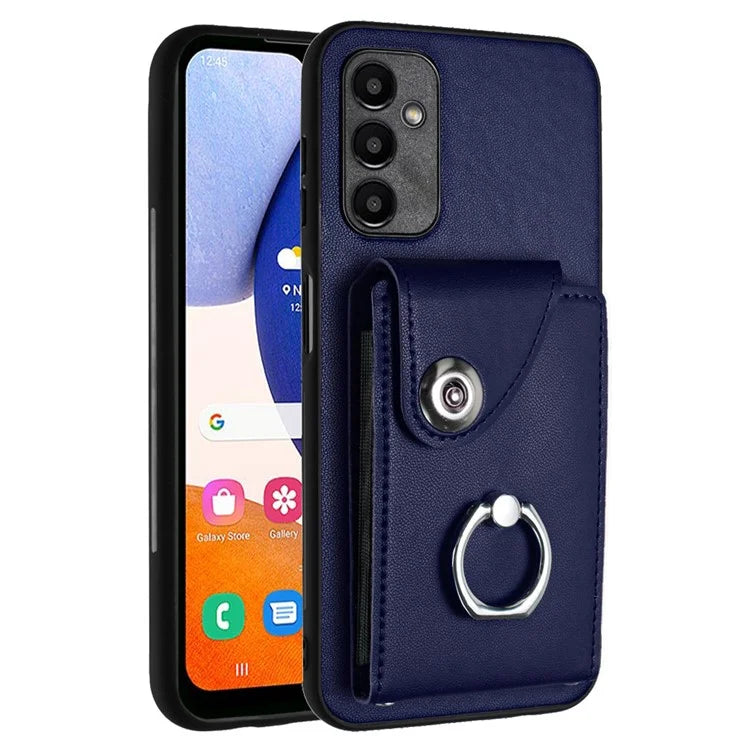 YB Leather Coating Series-7 for Samsung Galaxy A24 4G (162.1 x 77.6 x 8.3mm) Phone Case Card Slots Kickstand Cover