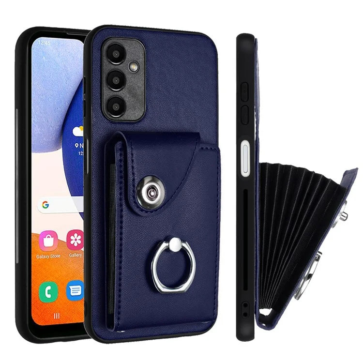 YB Leather Coating Series-7 for Samsung Galaxy A24 4G (162.1 x 77.6 x 8.3mm) Phone Case Card Slots Kickstand Cover