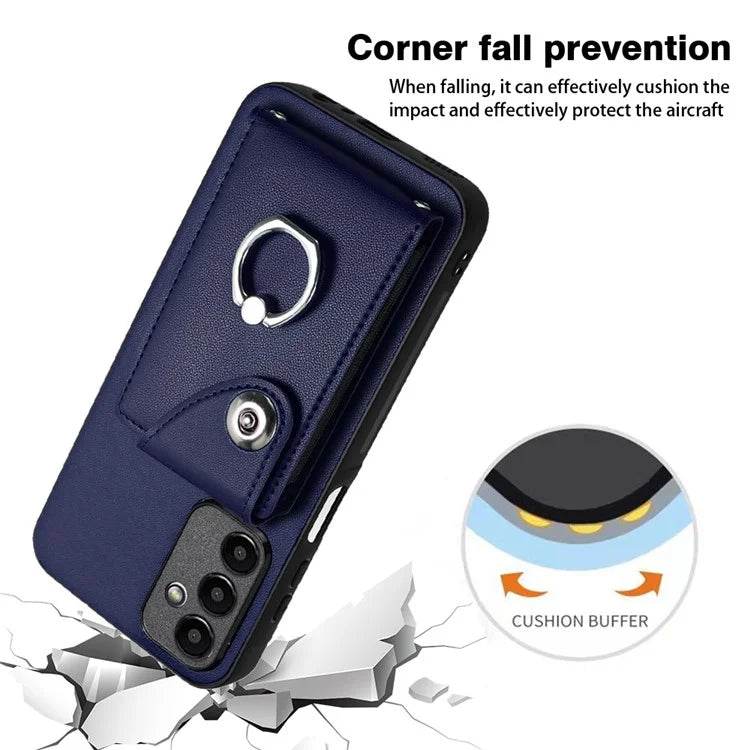 YB Leather Coating Series-7 for Samsung Galaxy A24 4G (162.1 x 77.6 x 8.3mm) Phone Case Card Slots Kickstand Cover