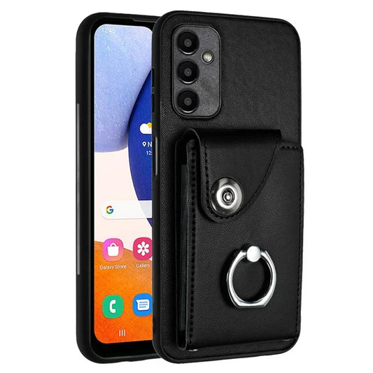 YB Leather Coating Series-7 for Samsung Galaxy A15 5G Case Rotary Ring Kickstand Phone Cover