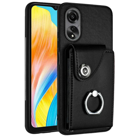 YB Leather Coating Series-7 for Oppo A38 4G / A18 4G Kickstand Case Card Holder Phone Back Cover