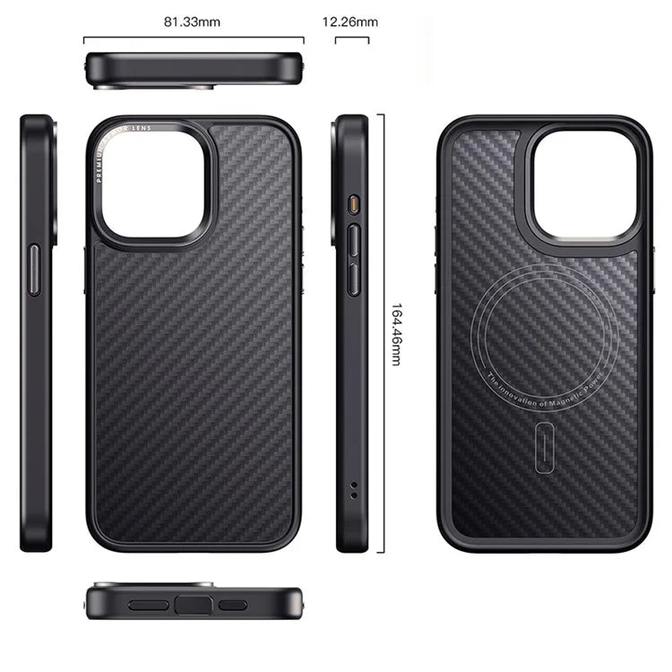 For iPhone 14 Pro Max Case Aramid Fiber Carbon Fiber Texture Phone Shell Compatible with MagSafe