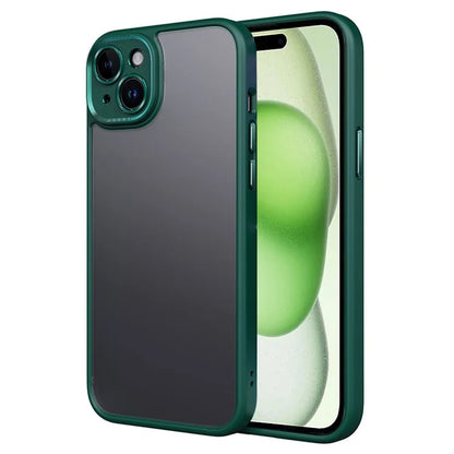 For iPhone 15 Plus Cell Phone Case Precise Lens Cutout TPU+PC Protective Coverish Green