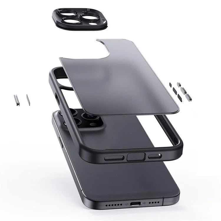 For iPhone 15 Pro Max Cell Phone Case Precise Lens Cutout TPU+PC Anti-drop Back Cover