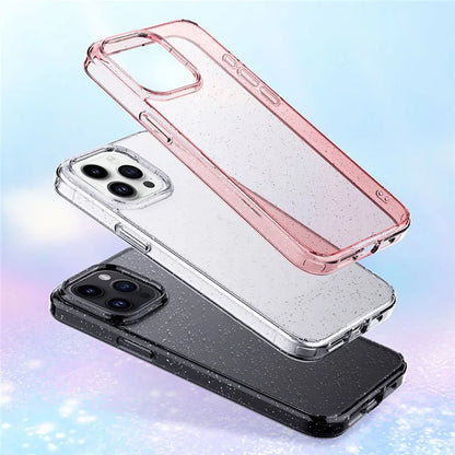 For iPhone 15 Pro Cell Phone Case Glitter Powder Clear TPU+PC Protection Cover