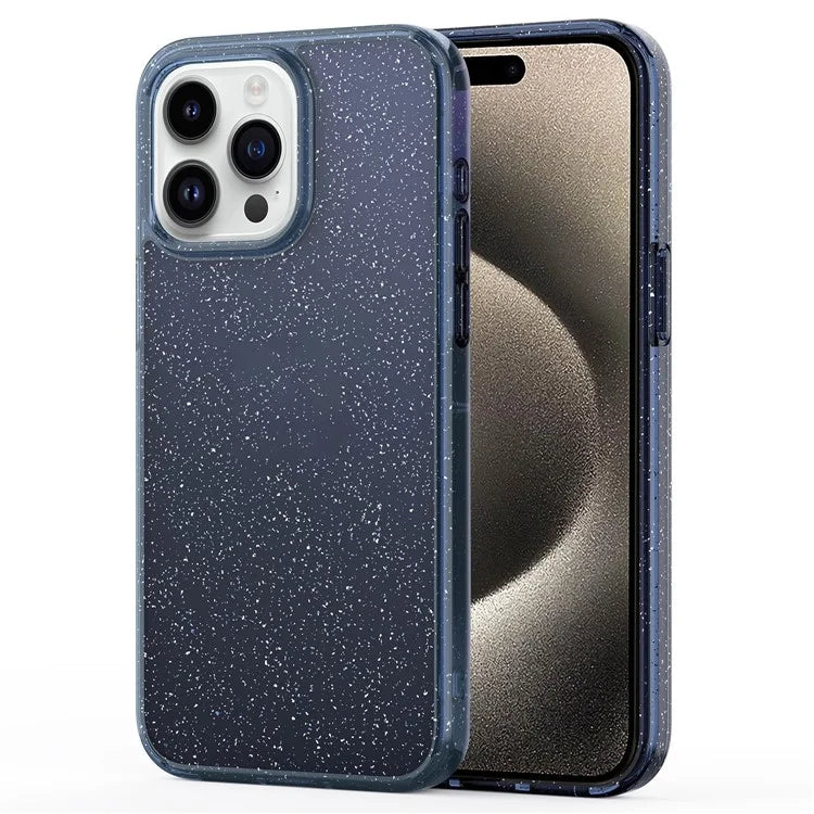 For iPhone 15 Pro Max Cover Glitter Powder Clear Anti-fall Cell Phone Case Titanium Blue