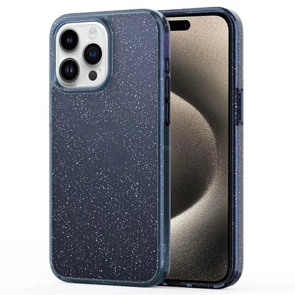 For iPhone 15 Pro Max Cover Glitter Powder Clear Anti-fall Cell Phone Case Titanium Blue