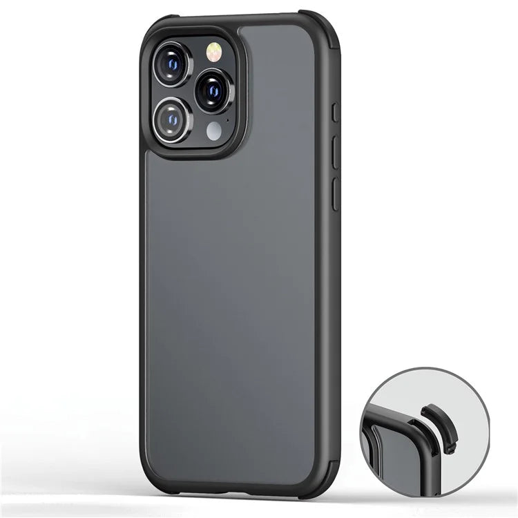 For iPhone 15 Pro Max Cell Phone Case TPU+PC Contrast Color Matte Anti-fall Back Cover