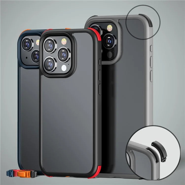 For iPhone 15 Pro Max Cell Phone Case TPU+PC Contrast Color Matte Anti-fall Back Cover