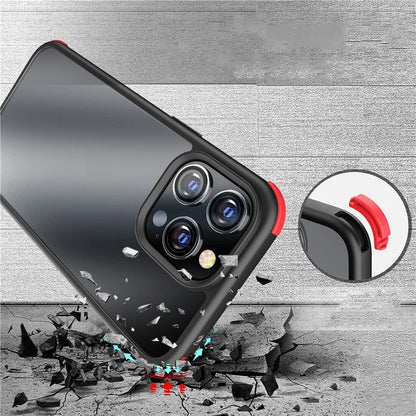 For iPhone 15 Pro Max Cell Phone Case TPU+PC Contrast Color Matte Anti-fall Back Cover