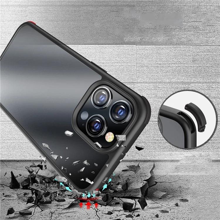 For iPhone 15 Pro Max Cell Phone Case TPU+PC Contrast Color Matte Anti-fall Back Cover