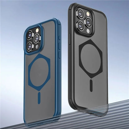 For iPhone 15 Pro Max Magnetic Case TPU+PC Matte Phone Cover Compatible with MagSafe