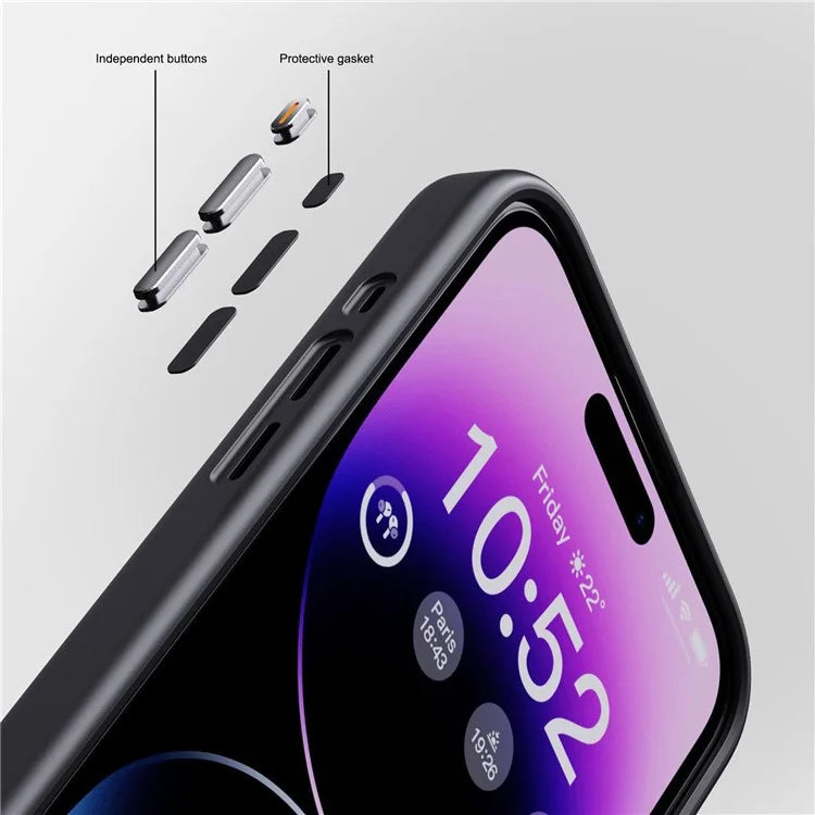 For iPhone 15 Pro Cell Phone Cases Aluminum Alloy Camera Frame TPU+PC Cover