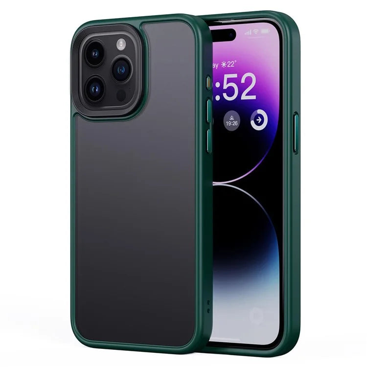 For iPhone 15 Pro Cell Phone Cases Aluminum Alloy Camera Frame TPU+PC Coverish Green