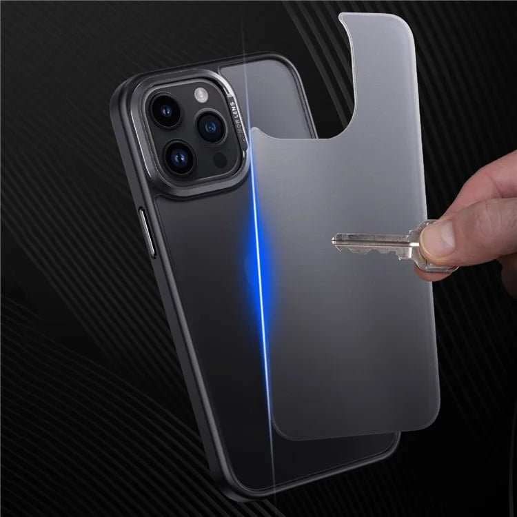 For iPhone 15 Pro TPU+PC Cell Phone Cases Aluminum Alloy Camera Frame Matte Cover