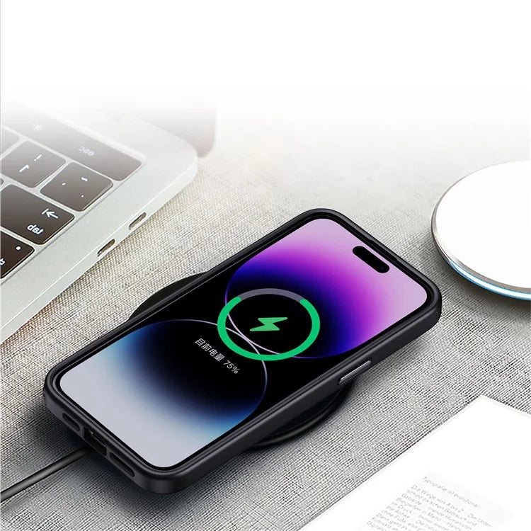 For iPhone 15 Pro TPU+PC Cell Phone Cases Aluminum Alloy Camera Frame Matte Cover