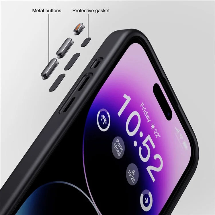 For iPhone 15 Pro TPU+PC Cell Phone Cases Aluminum Alloy Camera Frame Matte Cover