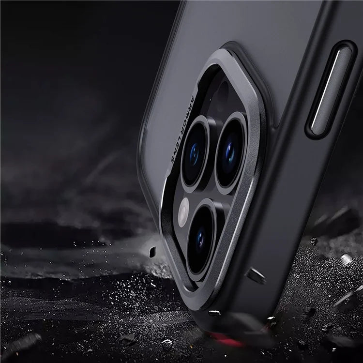 For iPhone 15 Pro TPU+PC Cell Phone Cases Aluminum Alloy Camera Frame Matte Cover