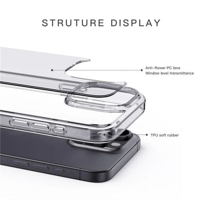 For iPhone 15 Pro Max Cell Phone Cases Crystal Clear TPU+PC Back Cover