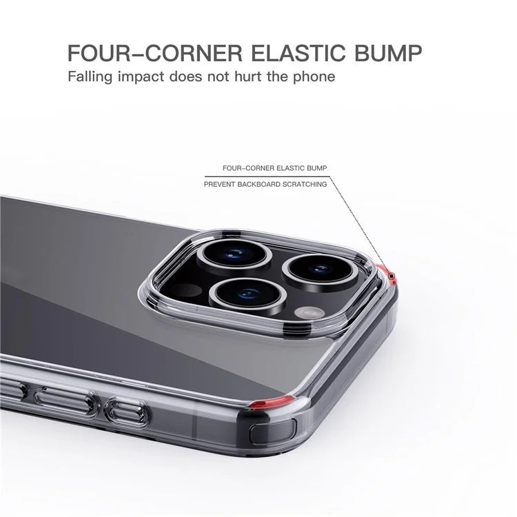For iPhone 15 Pro Max Cell Phone Cases Crystal Clear TPU+PC Back Cover